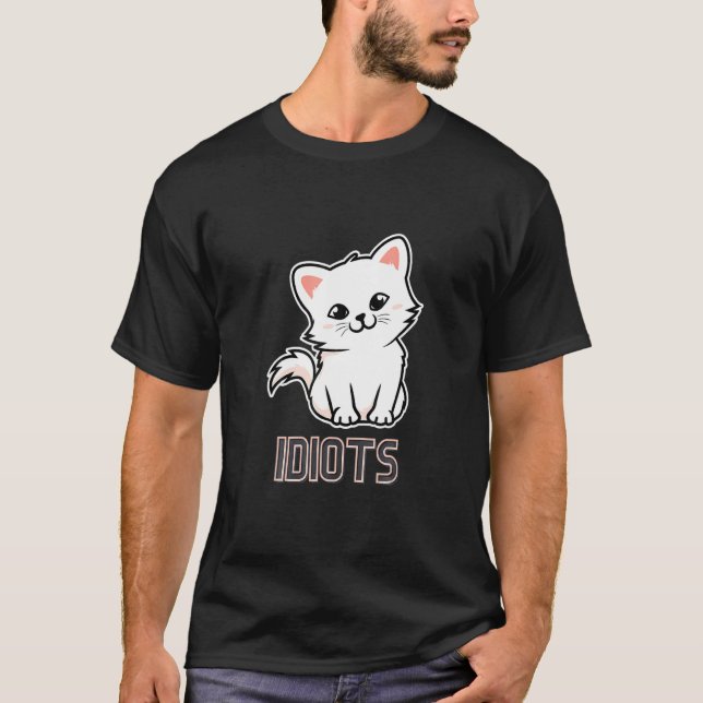 T-shirt Idiots Meme  Retro Style Vintage Cats (Devant)