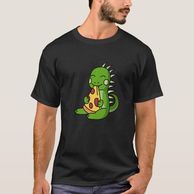 T-shirt Iguana Eating Pizza Pet   (Devant)
