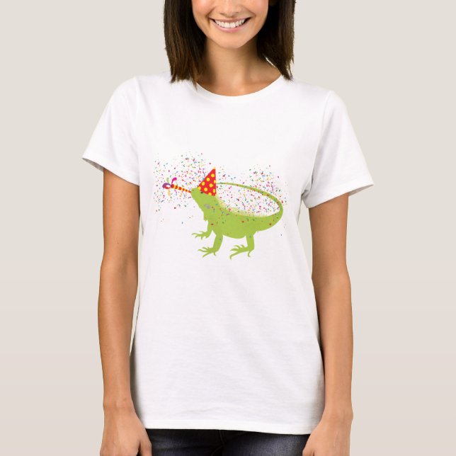 T-shirt Iguana Lizard Fête Animaux ayant une fête (Devant)