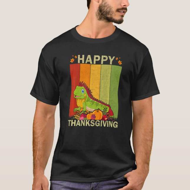 T-shirt Iguana  Retro Graphic Family Matching Thanksgiving (Devant)