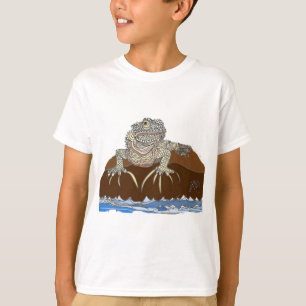 T-shirt iguana sur un rocher avec un crabe ermite