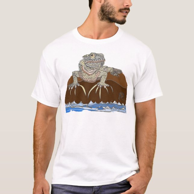 T-shirt iguane sur une roche avec le bernard l'ermite (Devant)
