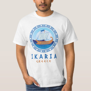 T-shirt Ikaria, Grèce Design de navires grecs Hommes