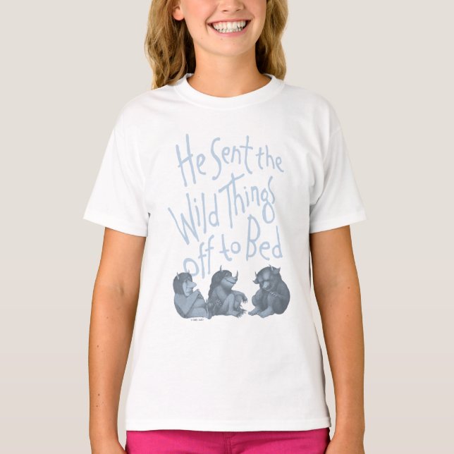 T-shirt Il a envoyé des choses sauvages au lit - Bleu (Devant)