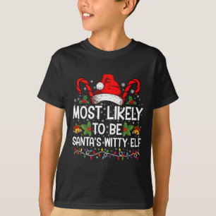 T-shirt Il Est Probable Que Père Noël Avec Un Elfe Noël
