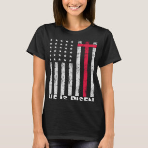 T-shirt Il est ressuscité American Flag Cross Vintage Happ