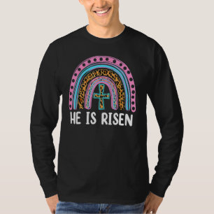 T-shirt Il est ressuscité Leopard Arc-en-ciel Christian Jé