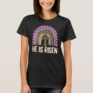 T-shirt Il est ressuscité Leopard Arc-en-ciel Christian Jé