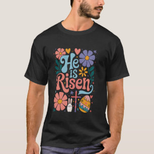 T-shirt Il Est Ressuscité Pâques Croix Coquette Jésus Chré