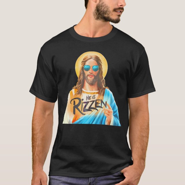 T-shirt Il Est Rizzen Jésus A Rizzen Christian Religieux (Devant)