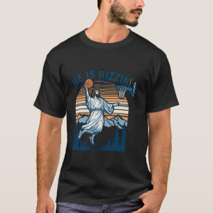 T-shirt Il Est Rizzin Drôle Jésus Jouant Au Mème C De Bask
