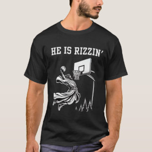 T-shirt Il Est Rizzin Funny Basketball Retro Christian