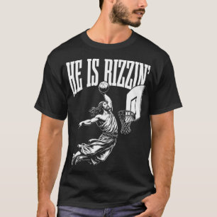 T-shirt Il Est Rizzin Funny Jesus Basketball Mème Pâques C