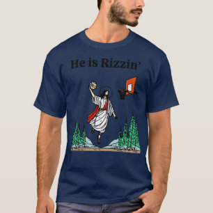 T-shirt Il est Rizzin Funny Pâques Jésus Jouant au basket-