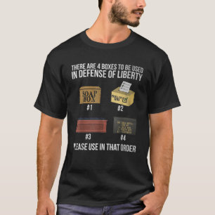 T-shirt Il y a quatre boîtes à utiliser pour la défense de
