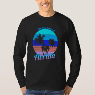 T-shirt Île Amelia Floride Rétro Palmiers Plage Été