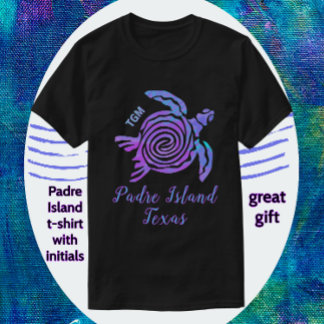 T-shirt Île de Padre Texas Tortue de mer colorée vive