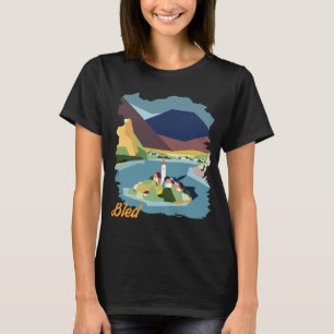 T-shirt Île du lac de Bled Montagne Voyage Rétro