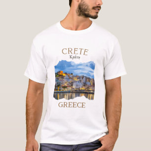 T-shirt Île grecque de Crète Grèce avec la ville de Rethim