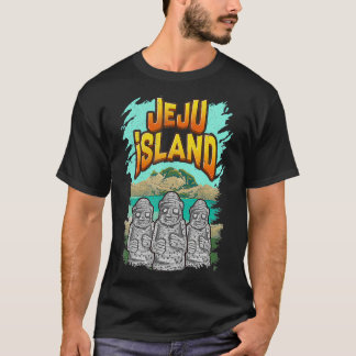 T-shirt Île Jeju Corée du Sud Dol Hareubang Statues Vint