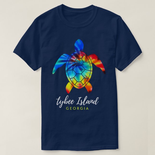 T-shirt Île Tybee Géorgie Tortue Tie Dye (Design devant)