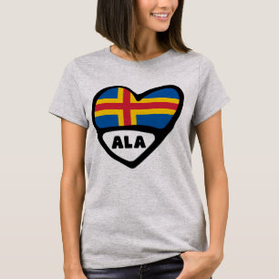 T-shirt Îles Åland Code du pays Coeur du drapeau