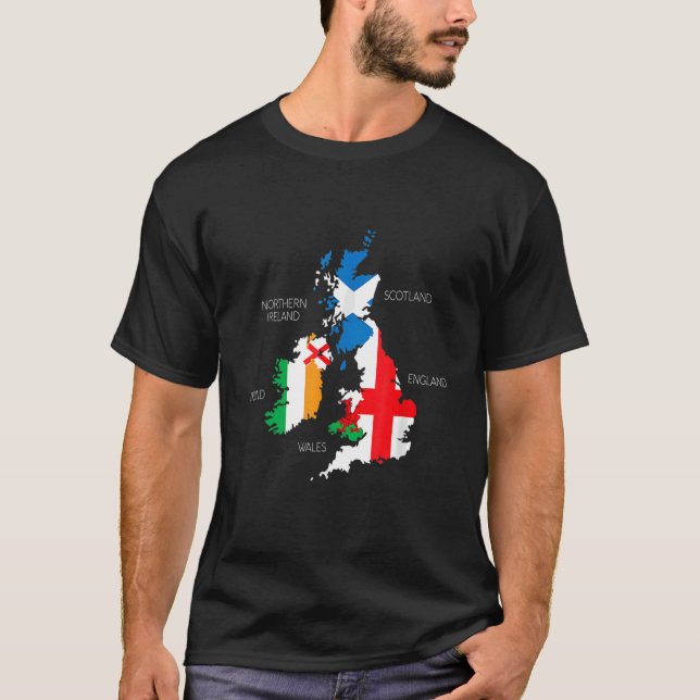 T-shirt Îles Britanniques Mer Irlande Écosse Pays de Galle (Devant)