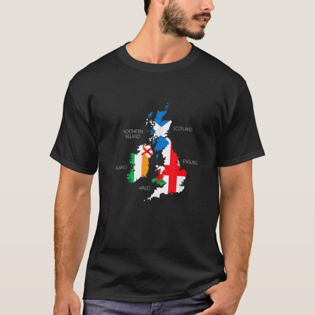 T-shirt Îles Britanniques Mer Irlande Écosse Pays de Galle (Devant)