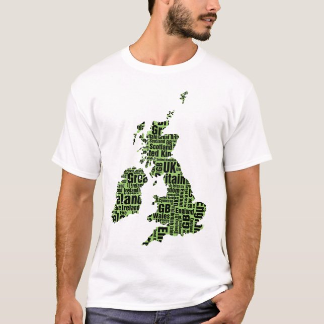 T-shirt Îles britanniques typographiques - vert et noir (Devant)