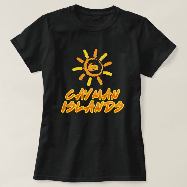 T-shirt Îles Caïmans jaune vif et orange (Design devant)