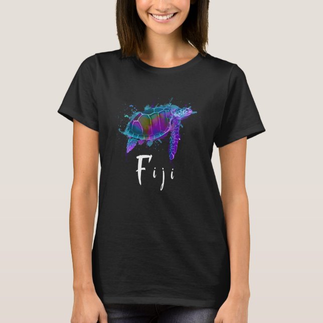 T-shirt Îles Fidji Aquarelle Turtle Fidji Souvenir (Devant)