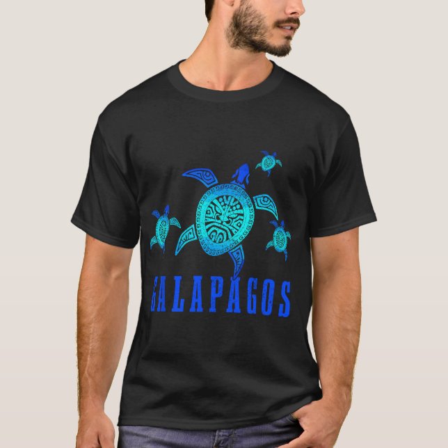 T-shirt Îles Galapagos Tortue de mer Motif tribal Scuba (Devant)