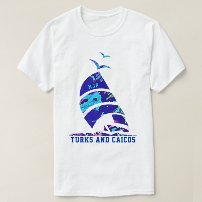 T-shirt Îles Turques et Caïques Vacances en voilier (Design devant)