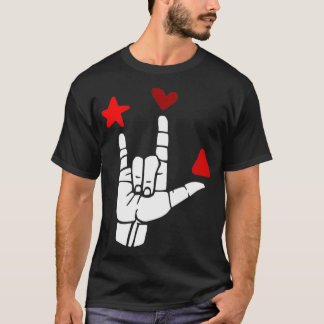 T-shirt ILL signe des formes rouges ASL Signal Language De