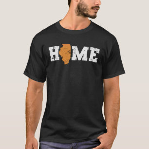 T-shirt Illinois Accueil avec Carte Plan Plan Amérique Amé