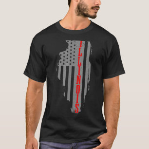 T-shirt Illinois American Flag State Map Fierté patriotiqu