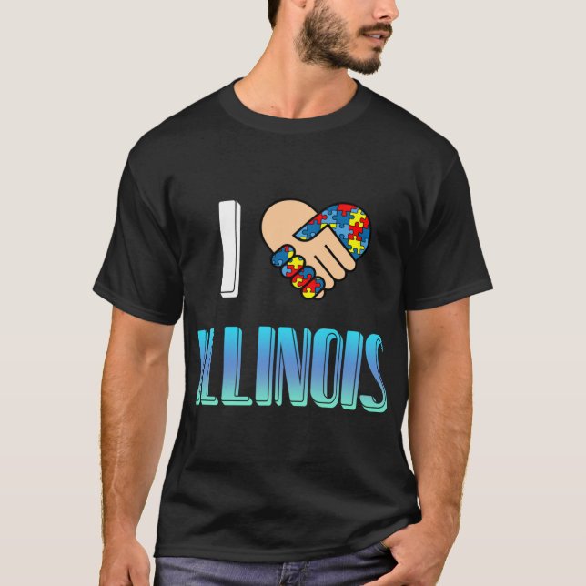 T-shirt Illinois Autism support (Devant)