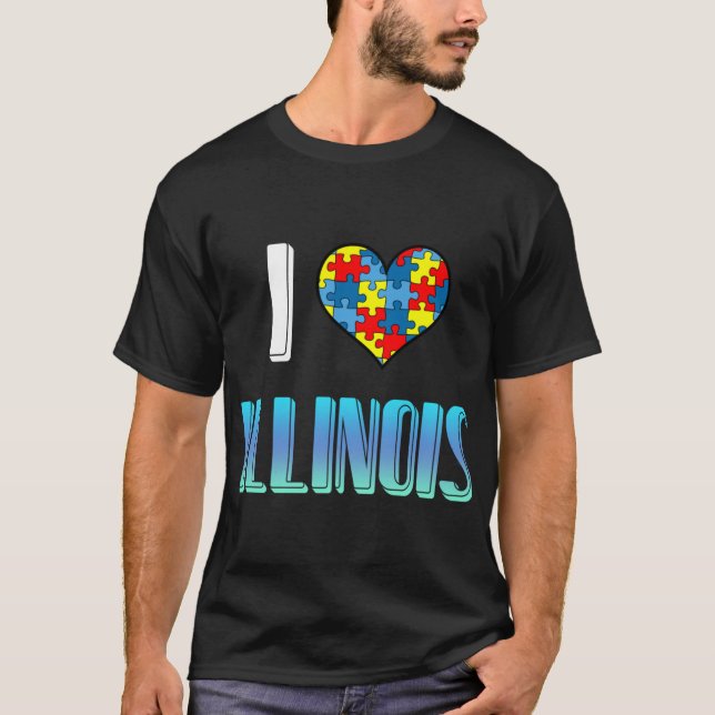 T-shirt Illinois Autism support 1 (Devant)