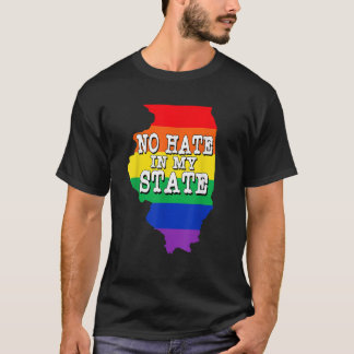 T-shirt Illinois pas de haine dans mon Gay pride d'Etat LG