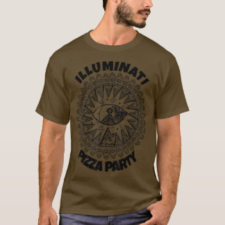 T-shirt Illuminati Pizza Party Food Conspiracy Théorie T 4