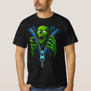T-shirt Illusion de fermeture éclair zombie Tee graphiqu