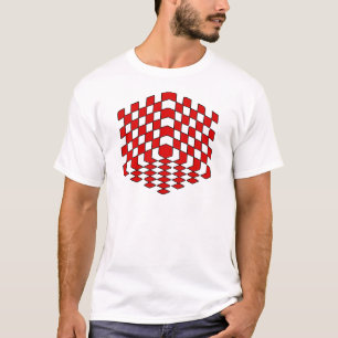 T-shirt illusion optique du cube 3D rouge