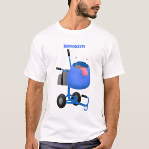T-shirt Illustration amusante du mélangeur de ciment bleu