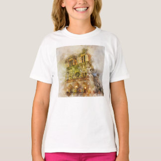 T-shirt Illustration aquarelle Notre-Dame Cathédrale Paris