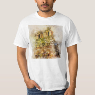 T-shirt Illustration aquarelle Notre-Dame Cathédrale Paris