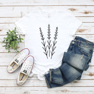 T-shirt Illustration botanique de brins de lavande minimal