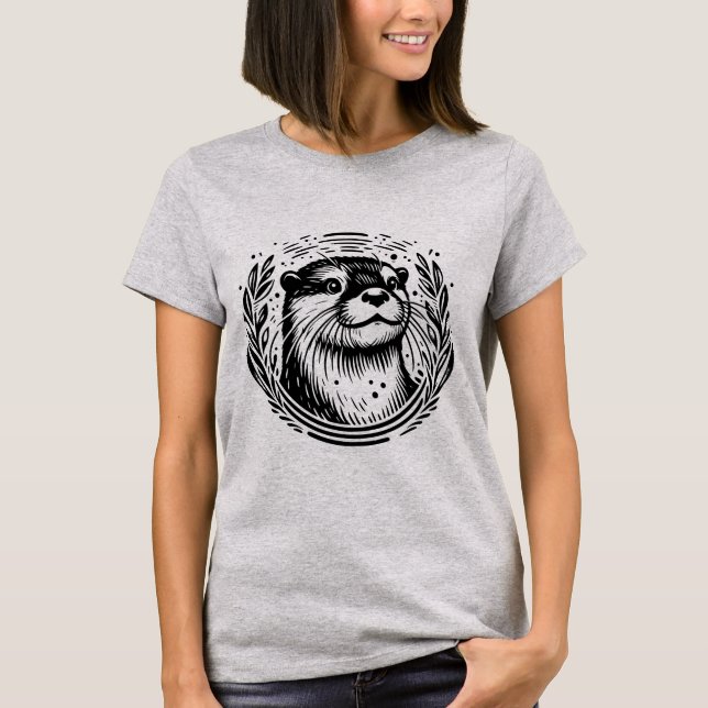 T-shirt Illustration botanique du visage Otter (Devant)