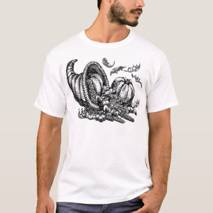 T-shirt Illustration classique en osier Cornucopia noir bl