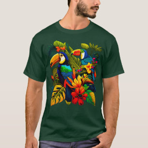 T-shirt Illustration colorée des Toucans tropicaux