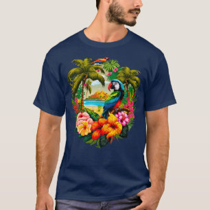 T-shirt Illustration colorée du Paradis tropical